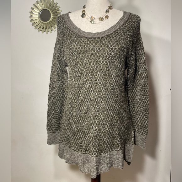 Grace & Lace dark green, high /Lo, honeycomb sweater - Size Small - Picture 1 of 6
